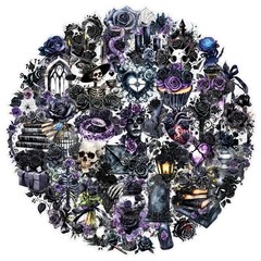 50 PCS Black Rose Stickers Pack, Cute Waterproof PET Transparent Blackflower