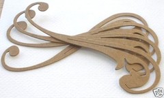 {6] *ACCENT SWiRL – Style 4 – Flourish Unfinished Chipboard Die Cuts – 5 1/2″