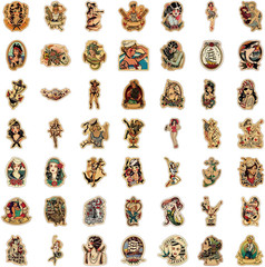 100pcs Vintage Stickers Retro Girl Sailor Sticker Pack for Adults Old School S