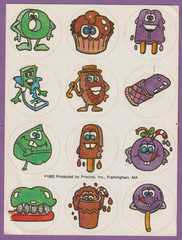 Vintage 1980s PROCORP Scratch & Sniff Sticker Sheet SPEARMINT GRAPE & CHOCOLATE