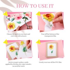 Vintage Floral Rub-On Transfers – 6 Sheets Spring Flowers Decals for DIY Crafts,
