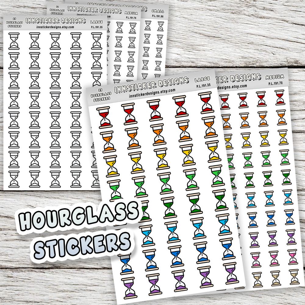 Hourglass Stickers, Mini Icon Reminder Planner stickers, Journals, Scrapbooks