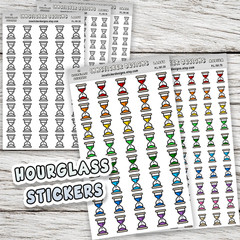 Hourglass Stickers, Mini Icon Reminder Planner stickers, Journals, Scrapbooks