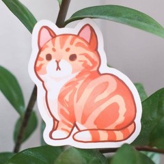 Red Marble and Orange Classic Tabby Cat Sticker – Waterproof Vinyl