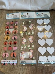 eksuccess Martha Stewart Scrapbooking Stickers Hearts/Flowers/Lady Bugs 3 New