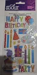 ek success sticko stickers 22pcs Birthday Party Hats & Presents Candles Cake..