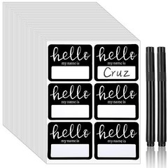 480 Name Tag Stickers with Black Marker – Perfect for Home, School, Office & Eve