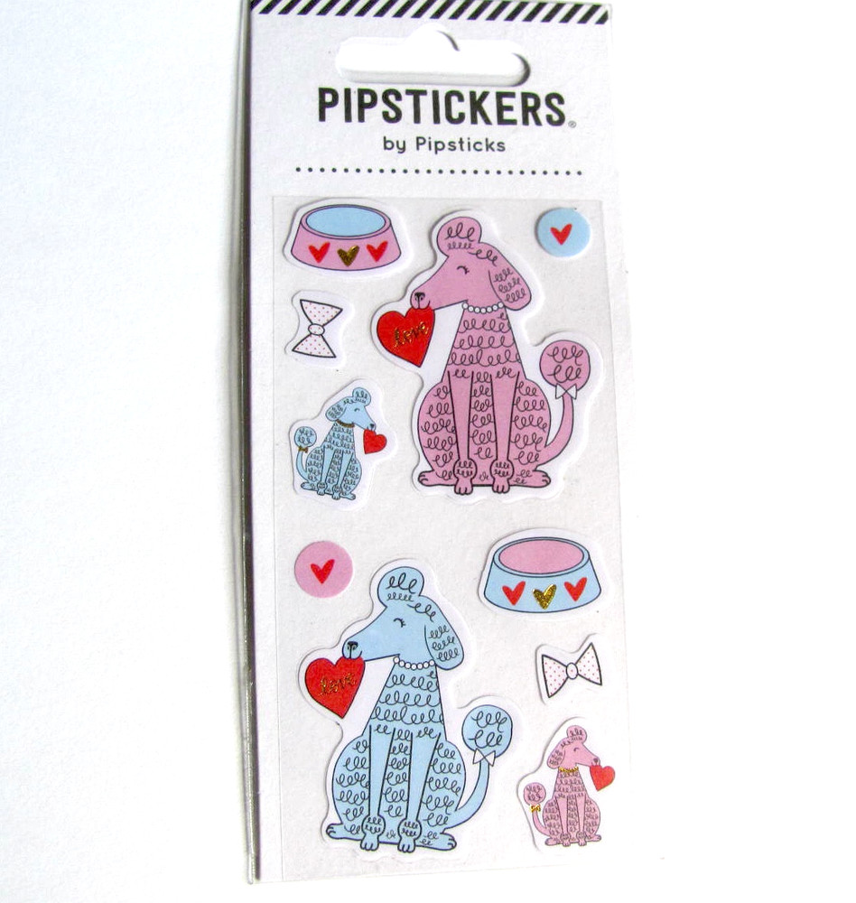 Pipsticks Foiled Poodle Love Sticker Sheet Discontinued Dog NIP