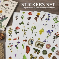 Flower Sticker Book, 40 Sheets 470pcs Floral Botanical Themed Journaling Supp…