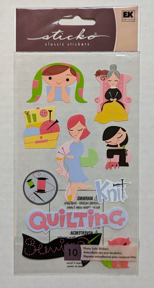Sticko Quilting Knitting Sewing Crafts Scrapbooking Stickers RARE