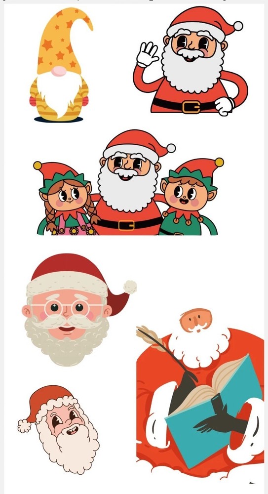 Christmas Scrapbook Sticker Set 4″ x 7″ Sheet Santa Claus Elf Elves Gnome
