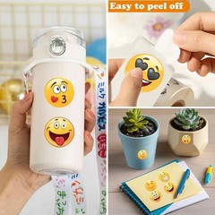 500Pcs Happy Face Stickers Roll 1 Inch Fun Emoji Labels Gift Packaging_New