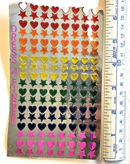 Vtg 80s Sandylion Dress A Finger Sticker Sheet Rainbow Stars Hearts Foil 1/4 in
