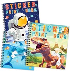 homicozy 3PCS Sticker Paint Books for Kids Ages 4-10,Dinosaur Astronaut Ocean…
