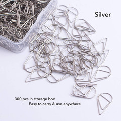 300 Pieces Silver Cute Paper Clips Smooth Stainless Steel Drop-Shaped Wire Small