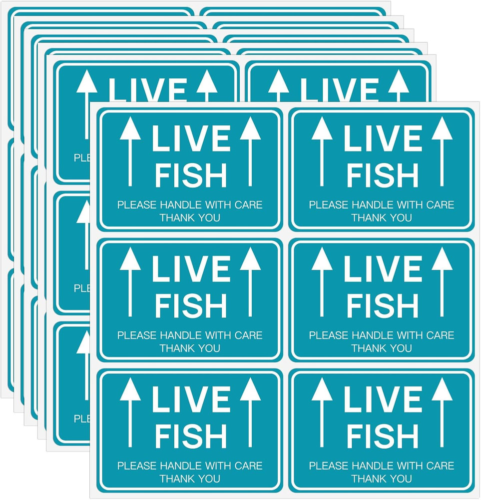 60PCS Live Fish Stickers Shipping Supplies,Please Handle with Care This Side …