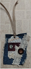 Six OOAK Junk Journal Denim Tags Ephemera Scrapbooking VTG Embellished Handmade