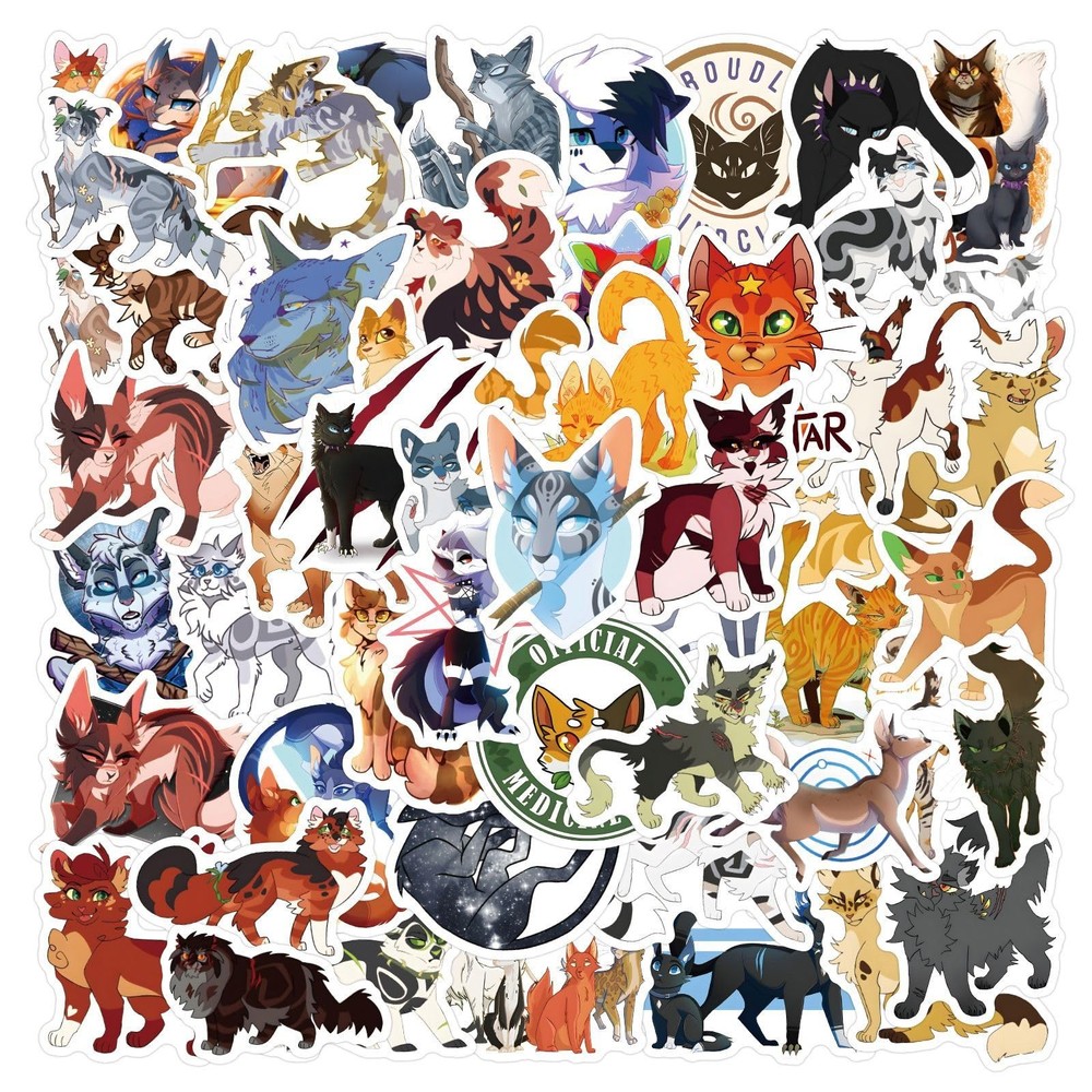 60PCS Warriors Cat Stickers for Kids Teens Adults, Cartoon Kids Stickers for …