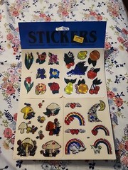 NEW Stickers Prism BJ Sticker Sheet Vintage 80s Holographic Mushrooms fruit