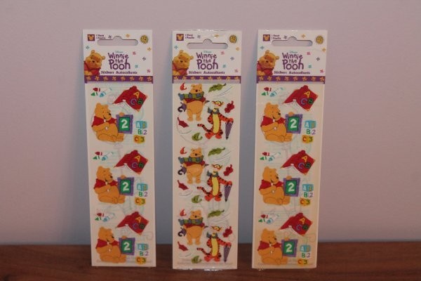 VTG Disney Winnie the Pooh Sandylion 3 packs Stickers Sealed Tigger fall ABC 123