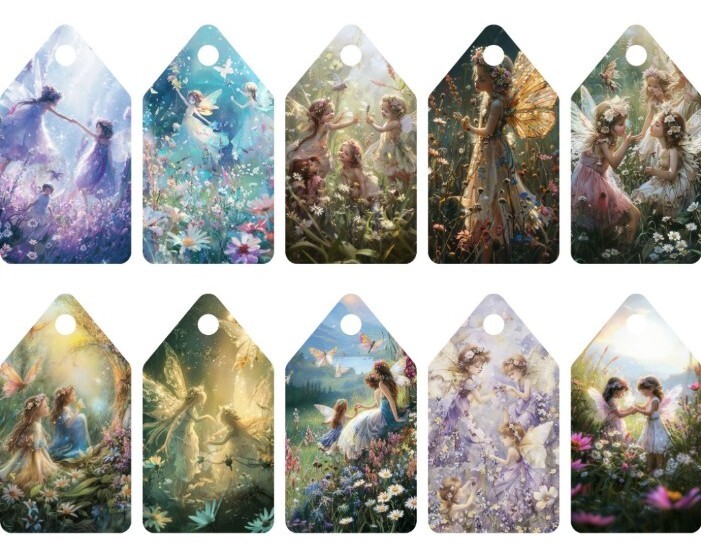 10 Fairies And Flowers Tags Junk Journals Scrapbook USA Seller