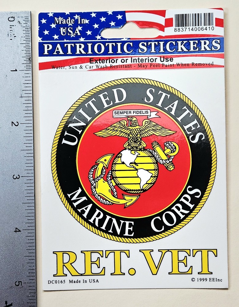Patriotic Stickers. United States Marine Corps (Water, Sun & Car Wash Resistant)