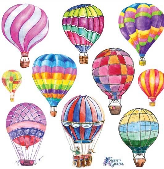 Violette Stickers Watercolor Hot Air Balloons Crafts Planner Supply Scrapbook