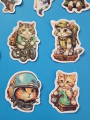 STICKERS x 10 Cat Kitty Bike Vintage Lucky Kitten Cartoon CAT1