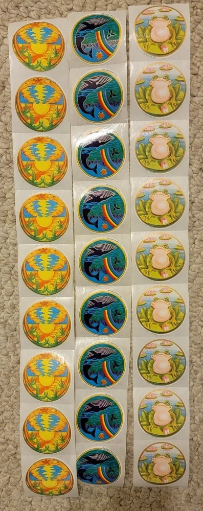Lot of 27 Vintage Illuminations Stickers, 1979 1981 Whale, Frog, Sunset NOS