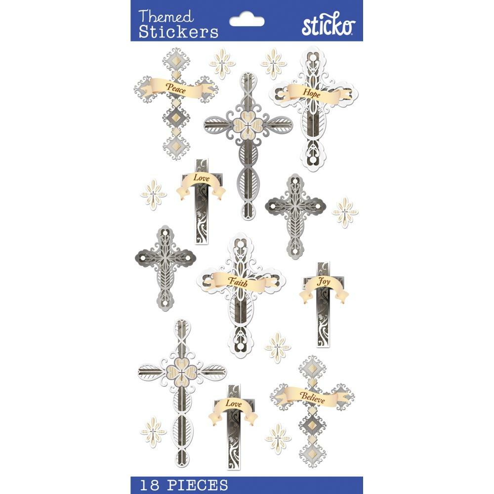 Crafts Stickers Sticko Inspirational Words Crosses Faith Joy Peace Love Believe