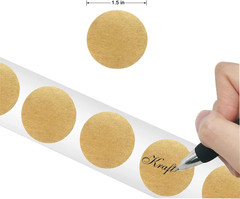 500PCS Kraft Circle Stickers, 1.5 Inch round Blank Garage Sale Price Stickers, K