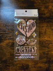 Recollections Best Friends Stickers Phrases #Besties 16 Pcs Gold Glitter New