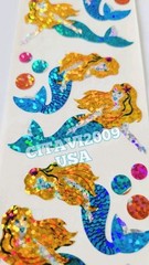 HAMBLY STUDIOS STICKERS PRISMATIC GLITTER MERMAIDS MYTHICAL OCEAN VINTAGE RARE