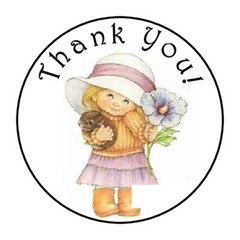 THANK YOU LITTLE GIRL FAVOR LABELS ROUND STICKERS 2 SIZES AVAILABLE 1.2″ & 1.5″