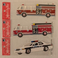 Lot 3 Jolee’s by You Police Car Fire Engine Scrapbook Embellishments