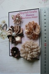CHAMPAGNE BROWN 5 Flower Mix Organza Lace Satin HANDMADE 35-65mm HMI-6 NJC
