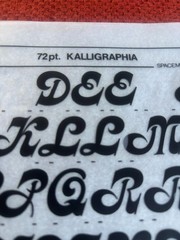 6 Letraset INSTANT LETTERING Transfer Letters 72pt Kalligraphia nice 2