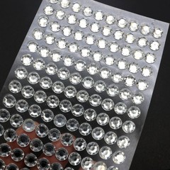 3 Sheets Clear Bling Round Rhinestones Gems Self-Adhesive Sticker Flat Back