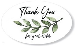 GREENERY THANK YOU FOR YOUR ORDER LABELS OVAL ENVELOPE SEALS SCRAPBOOK STICKERS