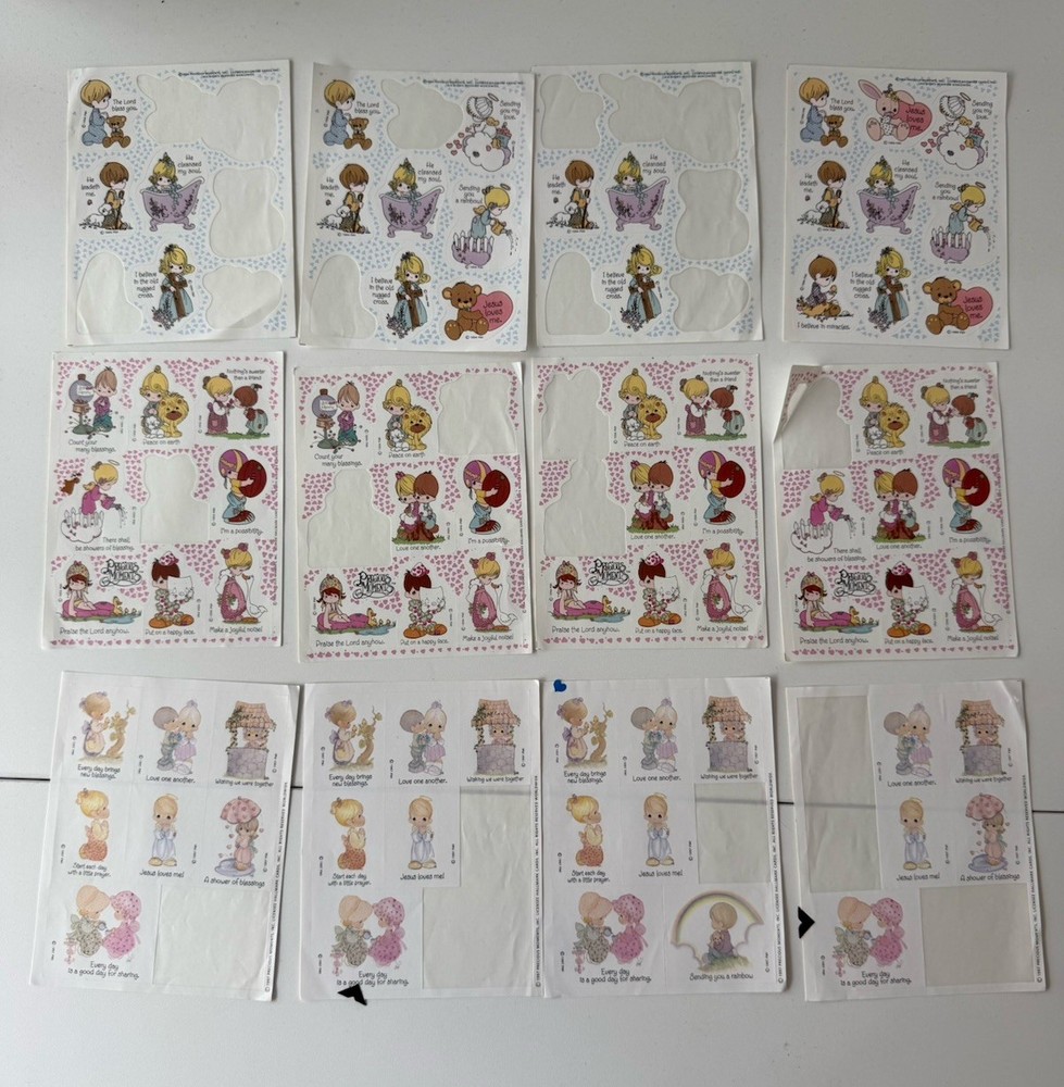 Vintage Stickers Hallmark Precious Moments Multiple Sheets Some Used