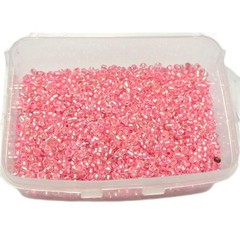 4000 pcs Pink Color Glass Beads 2mm Silver Foil lined + Storage Box Jewelry