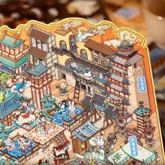 Cultural Landscape Scenery Sticker Miniature Scene PET Sticker For Journal Photo