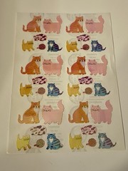 VINTAGE SANDYLION RARE Large sheet of Mother of Pearl / OPAL Cat KITTEN Stickers