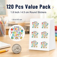 120 PCS Back to School Stickers for Students Teachers Classroom, Round First …