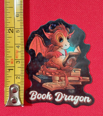 4 Holographic Stickers Reading Books Book Lover Bibliophile Cat Ghosts Dragon