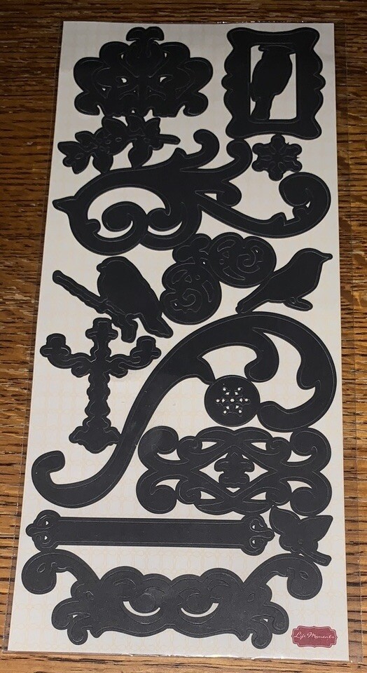 Life Moments Memories Swirls Flourish Fleur-De-Lis BirdScrapbook Stickers 5”x12”