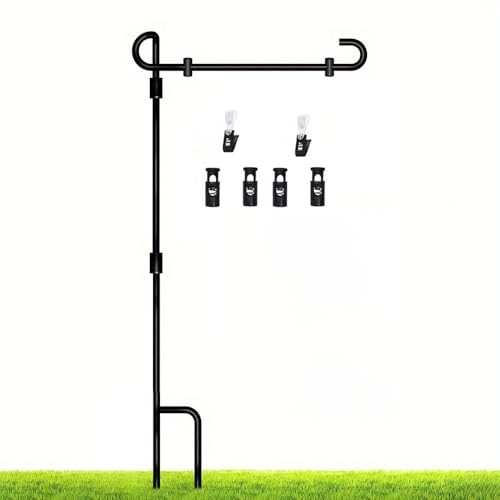 Garden flagpole Frame (with 2 Clips 4 Buttons) high-Grade Courtyard 1 PCS