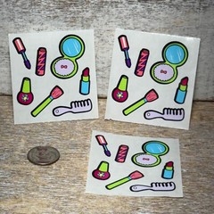 Lot of 3 VTG Sandylion Stickers Pods Assorted BEAUTY, LIPSTICK, COMB 21 Cts New