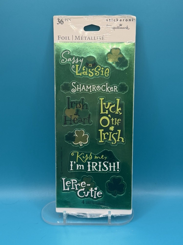 Hallmark St Patrick’s Day Foil Stickers Irish Shamrocks 36 pcs