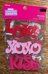 Brother Sister Design Studio Valentine Craft Word Glitter Kiss XOXO Love Sticker